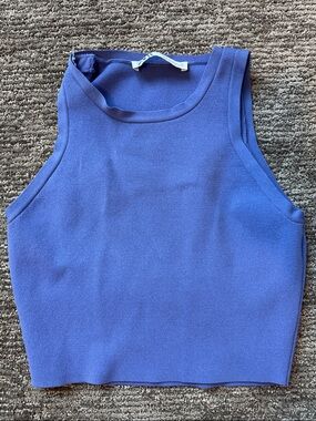 Zara Blue Ribbed Knit Tank Top - Women
